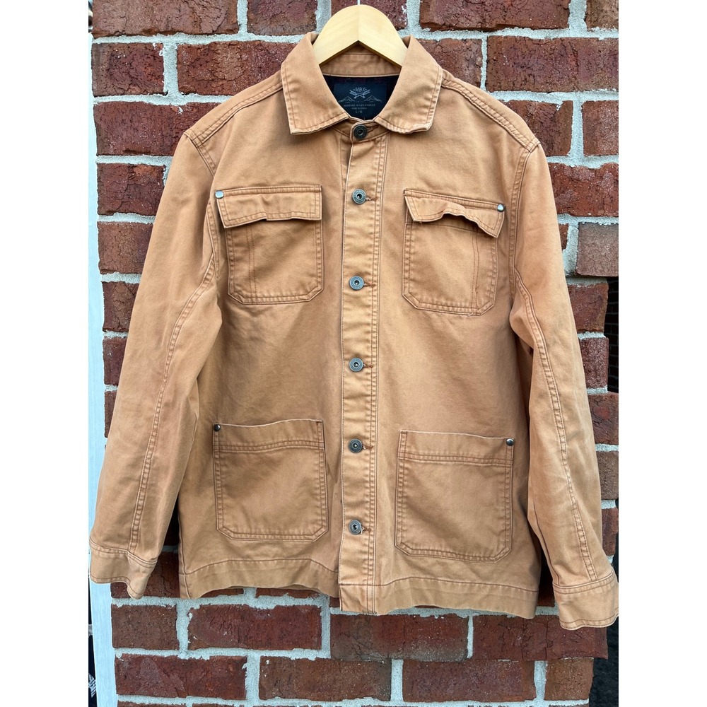 MBX Mens Tan Cotton Canvas Flannel Lined Chore Jacket Coat Size Large